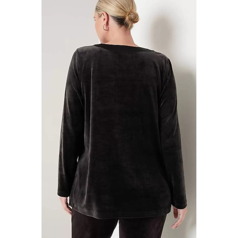 NWT J. Jill Womens Size XS Black Velvet V-Neck Pullover Tunic Top NEW - Picture 3 of 7